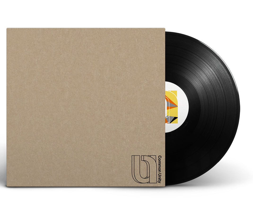 Common Unity vinyl record sleeve and disc mockup